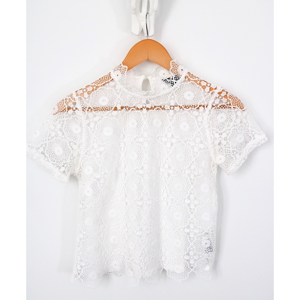 Topshop Lace Mock Neck Shirt - Picture 6 of 6